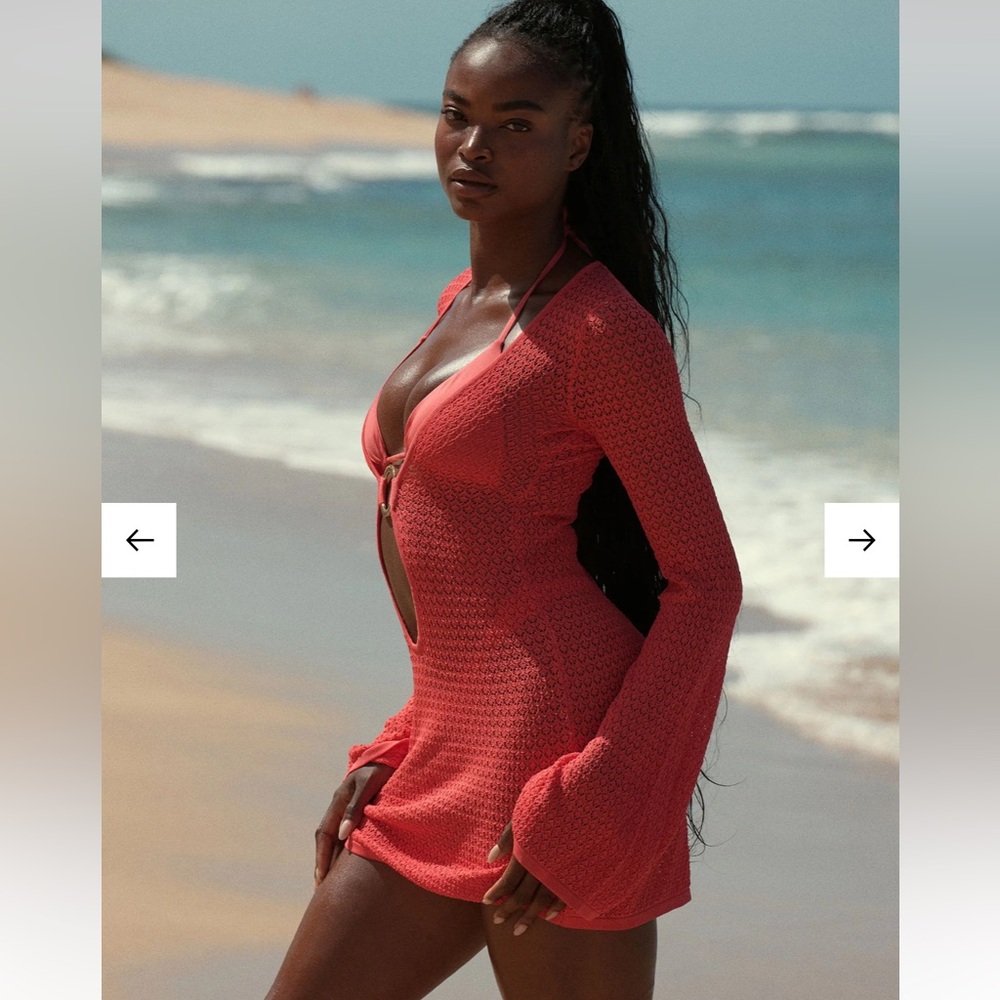 Monday Swimwear Montego Mini Dress in Strawberry Lace Crochet - Picture 4 of 10